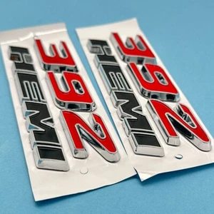 2PC 392 HEMI Fender Side Emblem For Left & Right Badge Chrome Red Black 3D Decal - Picture 1 of 7