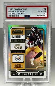 2023 Panini Contenders - #82 George Pickens Midfield Ticket SSP /50 PSA 10 GEM - Bild 1 von 2