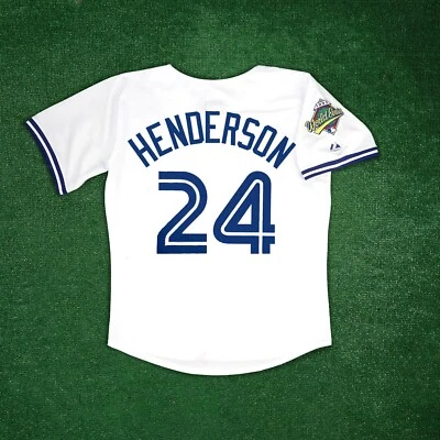 Camiseta deportiva local Rickey Henderson 1993 Toronto Blue Jays Cooperstown Serie Mundial Foto 1 de 4