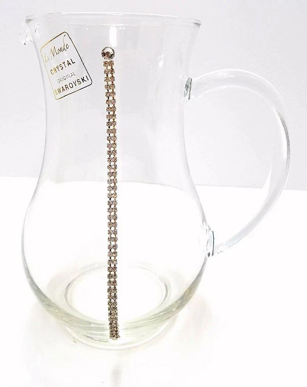 Le Monde Cadeaux Classic Crystal Pitcher Inlaid with Swarovski Crystals 8" Tall - Image 1 of 3