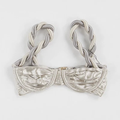 Top de bikini con correa de cuerda gruesa gris plateado talla XS RRP 195 ISA BOULDER para mujer Foto 1 de 4