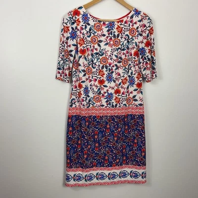 Eliza J Floral Poppy Floral Elbow Sleeve Shift Dress Womens Size 6 - Image 1 of 4