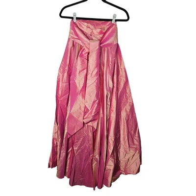 Maxi Falda Completa De Colección Y2K Cachemira 4 Rosa Iridiscente de Seda Formal Lazo de Tafetán  Foto 1 de 3