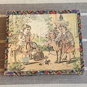 Vintage 6 Sided Victorian Wooden Block  Puzzle with Box - Picture 1 of 20