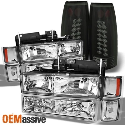 Juego de faros transparentes para camioneta Chevy C10 C/K 94-98 + luces traseras LED de humo negras Foto 1 de 4