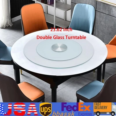 Tocadiscos Redondo 23.62 pulgadas, Bandeja Giratoria de Vidrio Templado Plato para Servir Foto 1 de 4
