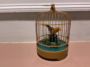 Zwitschernder Vogel im Vogelkäfig FUNKTIONIERT! Vintage - Bild 1 von 12