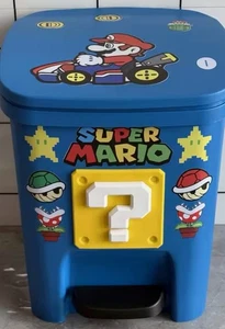 Disney Super Mario Cartoon Foot-Operated Bin Large Capicity (pattern Is Sticker) - Picture 1 of 2