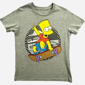 Bart Simpson T Shirt Boys Medium Gray Skateboarding Quick E Mart Graphic Tee - Picture 1 of 13