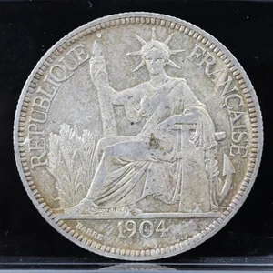 1904 Republique Francaise Piastre De Commerce A .900 Silver - Picture 1 of 2
