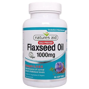 Natures Aid Flaxseed Oil - 1000mg Cold Pressed (Omega 3, 6 & 9) 90 Softgels - Picture 1 of 1