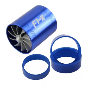 F1-Z Double Supercharger Turbine Turbo charger Air Intake Fuel Saver Fan Blue - Bild 1 von 9