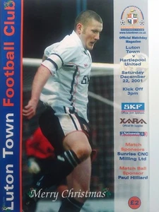 Luton Town v Hartlepool United 22/12/2001 Nationwide League 3. MINT CONDITION. - Picture 1 of 1