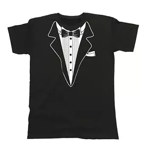 Tuxedo Mens T-Shirt Suit Tie Wedding Fancy Dress Stag Party Dinner Gift - Picture 1 of 3