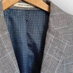 Joseph Abboud Blazer Sportjacke Wolle Leinen blau grau strukturiert 41 lang - Bild 1 von 9