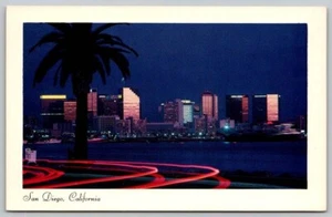 San Diego California at Night - James Blank Postcard - Picture 1 of 2