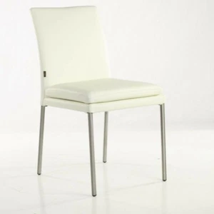 Konferenzstuhl Lederstuhl Ricco Rindsleder Weiss - Edelstahl | SIX markenmöbel - Bild 1 von 9