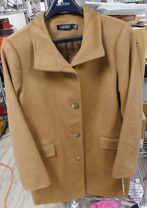 Lauren By Ralph Lauren Women’s Camel Colored Long Wool Coat Size 12 #SHEB - Picture 1 of 6