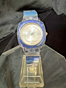 Aria Lapis Watch Women 28mm Blue Silver Tone Stretch Band New Battery - Picture 1 of 10