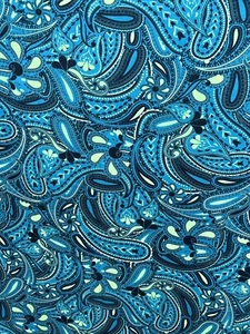 Vintage Paisley Yardage cotone French Terry quasi 2 iarde x 67" con elastico a 2 vie - Foto 1 di 10