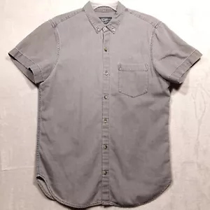 Pull & Bear Mens S/S Gray Chambray Button Shirt Sz.Medium/Distressed Classic - Picture 1 of 9