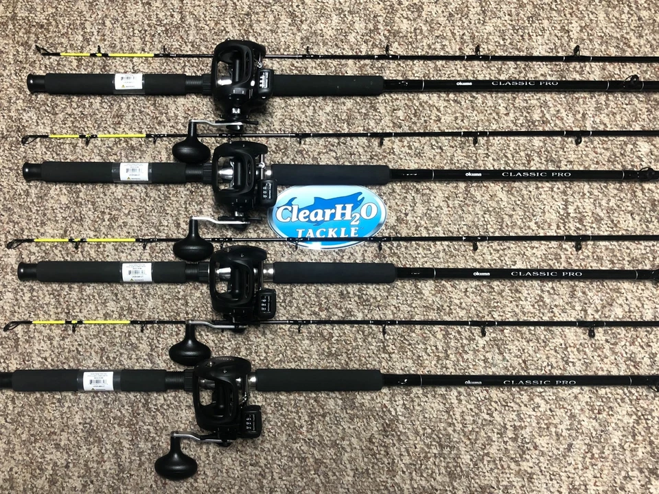 4PK OKUMA MAGDA PRO 30DXT REELS 8'6"' MED CLASSIC PRO ROD TROLLING COMBOS - Image 1 of 1