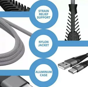 4-Pack Beam Electronics 6.6ft Nylon Braided USB Type C Cables - Picture 1 of 5