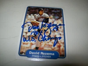 1982 FLEER DAVE DAVID ROZEMA INSCRIBED AUTOGRAPH SIGNED AUTO #279 DETROIT TIGERS - Picture 1 of 2