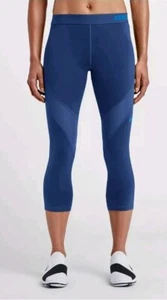 Nike Pro HYPERCOOL dry fit Mesh Panel Leggings Dri-Fit cropped blue 725614 Sz S - Imagen 1 de 14