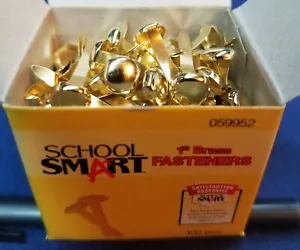 Brass Plated Fasteners, 8 mm Round Head, 1" Shank, 10 Boxes of 100 each = 1000 - Picture 1 of 3