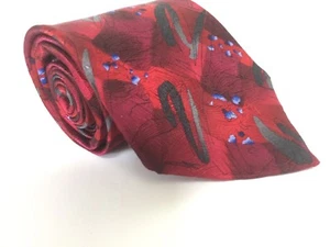 J Garcia Red 100% Silk Neck Tie Flamenco Dancer Wrist Snake Collection 29 Swirl - Picture 1 of 5