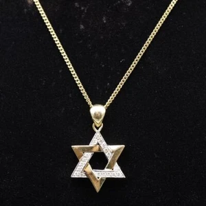 14k Gold & Diamond Star Of David Necklace 14grams Magar - Picture 1 of 18