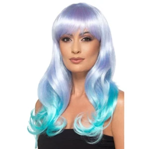 Ombre Wig Long Heat Resistant Styleable Layered Fancy Dress Unicorn Coloured Wig - Foto 1 di 1