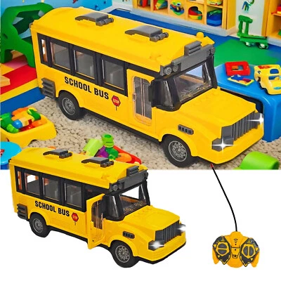Kids School Bus Toy Remote Control Classic Yellow Die-Cast Car Educational Gift - Image 1 of 4
