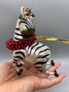 Whimsical Glass Ornament Zebra With Eyelashes - Picture 1 of 13