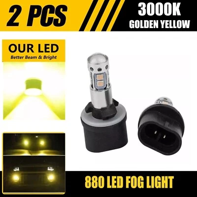 2 PIEZAS 880 899 LED Bombillas Antiniebla DRL 100W Alta Potencia 3000K Amarillo Dorado Foto 1 de 4
