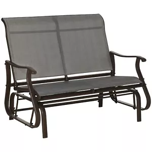 47" Outdoor Double Glider Bench Backyard Patio Mesh Rocking Chair for Porch Lawn - Picture 1 of 9