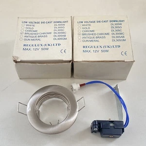 2 X SILVER DOWNLIGHT JOBLOT BRUSHED CHROME BORDER CEILING SPOTLIGHT - Picture 1 of 4