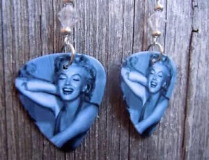 Marilyn Monroe Guitar Pick Earrings with Clear Swarovski Crystals - Picture 1 of 2