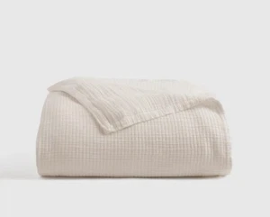 NWT! Quince Organic Cotton Ribbed Ivory Coverlet! King/ Cal King (702) - Picture 1 of 10