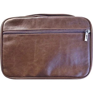 Zipper Pocket Leather Distressed Bible Cover Case with Handle 2X-Large Brown - Picture 1 of 4