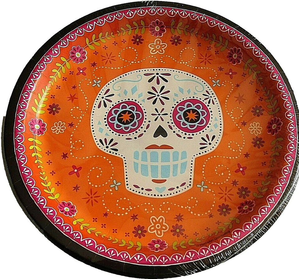 HALLOWEEN ~ Platos de Papel de Almuerzo ~18 Ct. ~ 8 3/4" DÍA DE LOS MUERTOS DIVERSIÓN Foto 1 de 1