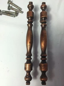 Set (2) Retro Vintage Ajax 9568 Copper Finish Drawer Cabinet Door Handles Pulls - Picture 1 of 6