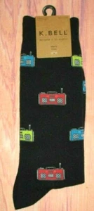 MENS K.BELL RADIO BLACK CREW SOCKS ONE SIZE (SHOE SIZE 6.5 -12) - Picture 1 of 1