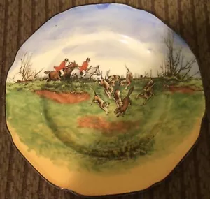 Fox Hunt Hunting Salad Plate Crown Ducal China by Tatler - Picture 1 of 4