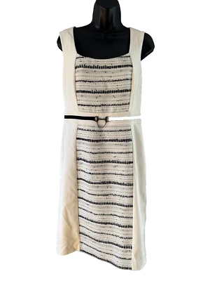 Vestido Vaina WHBM Casa Blanca Mercado Negro Sin Mangas Forrado Marfil/Negro Talla 6 Foto 1 de 4