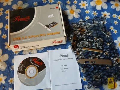 Rosewill RC-100 USB 2.0 2-Port PCI Adapter + CD & Manual Complete In Box - Image 1 of 4