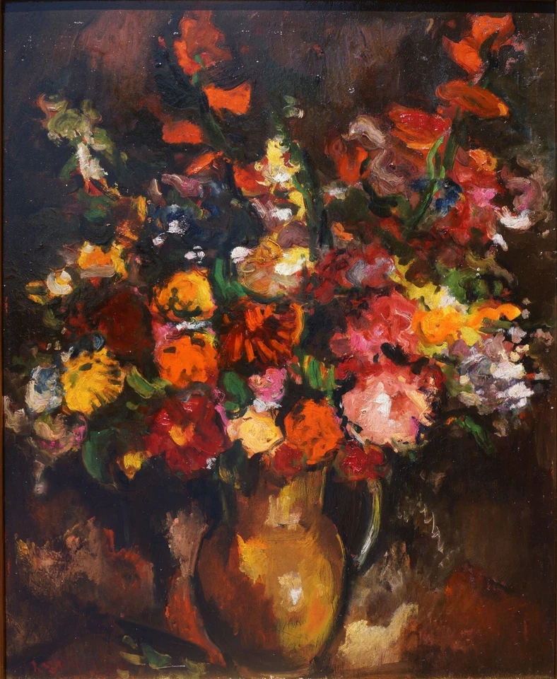 Rudolf Buchner, Großer bunter Blumenstrauss, Öl auf Holz, signiert, gerahmt - Bild 1 von 1