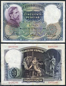 50 Pesetas E ROSALES 1931 EBC / SPAIN PICK 82 - XF - Picture 1 of 1