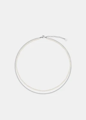 Collana Liu Jo Donna Acciaio Silver Multifilo perle e Cristalli _LJ3034 - Immagine 1 di 3